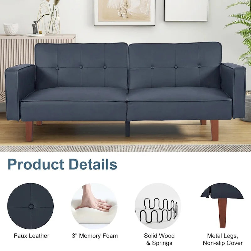 Futon Sofa Bed Couch Memory Foam Futon Convertible Couch Bed Sleeper for Living Room - 68.11*30.11*28.74