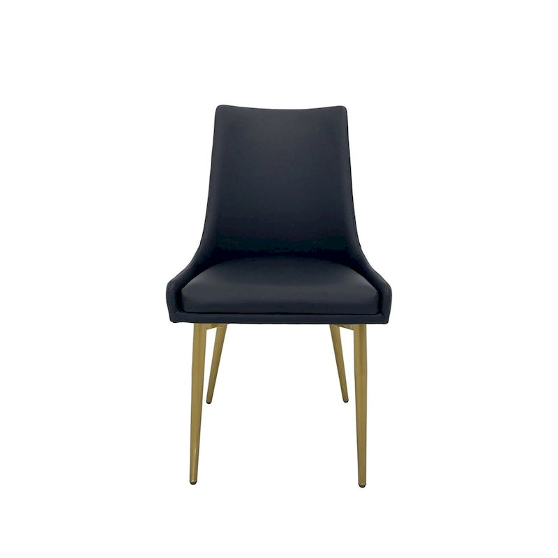 Dining Chair with PU Seat and Matte Gold Legs, Set of 2