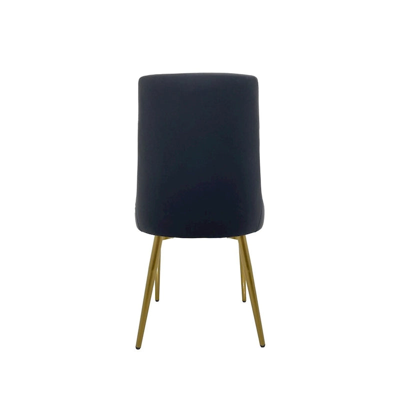 Dining Chair with PU Seat and Matte Gold Legs, Set of 2