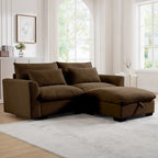 Sectional Sofa Comfy Corduroy Couch with Pillows and Round Armrests,Corduroy Sofa Sleeper Deep Couches with Storage Ottoman