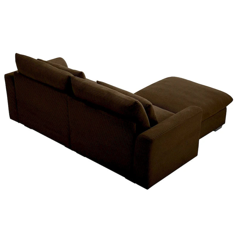Sectional Sofa Comfy Corduroy Couch with Pillows and Round Armrests,Corduroy Sofa Sleeper Deep Couches with Storage Ottoman