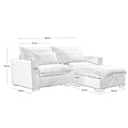 Sectional Sofa Comfy Corduroy Couch with Pillows and Round Armrests,Corduroy Sofa Sleeper Deep Couches with Storage Ottoman