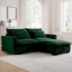 Sectional Sofa Comfy Corduroy Couch with Pillows and Round Armrests,Corduroy Sofa Sleeper Deep Couches with Storage Ottoman