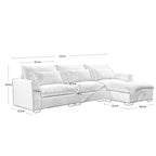 Sectional Sofa Comfy Corduroy Couch with Pillows and Round Armrests,Corduroy Sofa Sleeper Deep Couches with Storage Ottoman