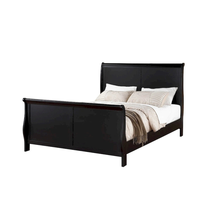 Modern Eastern King Bed with Sleigh Design Headboard and Footboard