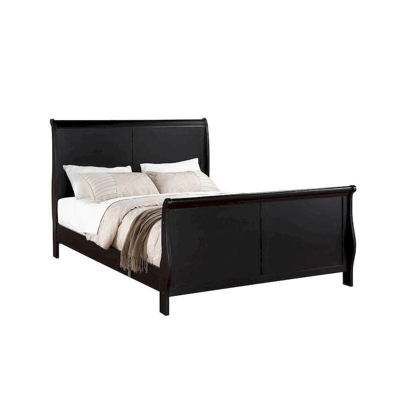 Modern Eastern King Bed with Sleigh Design Headboard and Footboard