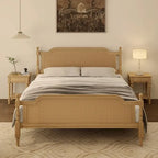 Traditional Style Rattan Platform Bed Frame No Box Spring Needed