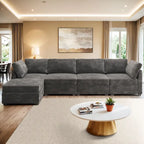 OVIOS Long Plush Deep Seat Indoor Sofa With Ottoman