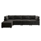 OVIOS Long Plush Deep Seat Indoor Sofa With Ottoman