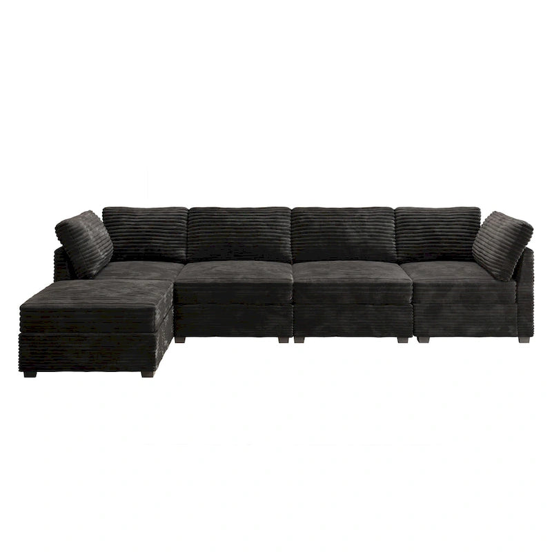 OVIOS Long Plush Deep Seat Indoor Sofa With Ottoman