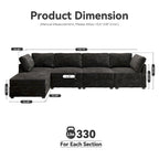OVIOS Long Plush Deep Seat Indoor Sofa With Ottoman