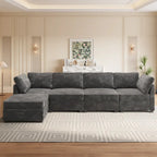 OVIOS Long Plush Deep Seat Indoor Sofa With Ottoman