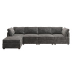 OVIOS Long Plush Deep Seat Indoor Sofa With Ottoman