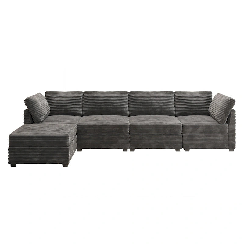 OVIOS Long Plush Deep Seat Indoor Sofa With Ottoman