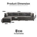 OVIOS Long Plush Deep Seat Indoor Sofa With Ottoman