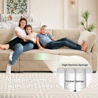 OVIOS Long Plush Deep Seat Indoor Sofa With Ottoman