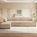 OVIOS Long Plush Deep Seat Indoor Sofa With Ottoman