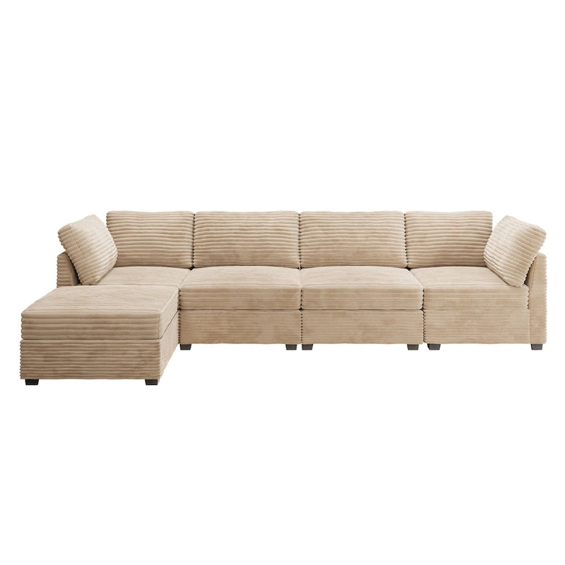 OVIOS Long Plush Deep Seat Indoor Sofa With Ottoman