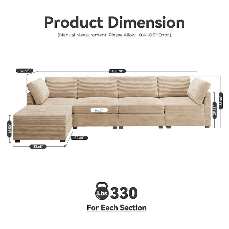 OVIOS Long Plush Deep Seat Indoor Sofa With Ottoman