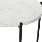 Terrazzo Stone Side End Accent Table with Black Metal X-Stand - White - Roche River Decor