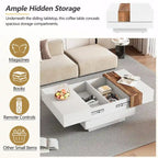 31.4 Square Coffee Table with Sliding Top and Hidden Storage