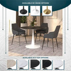 LeisureMod Bristol 40 Round Dining Table for 4 with MDF Wood Tabletop in White Steel Base for Kitchen & Dining Room