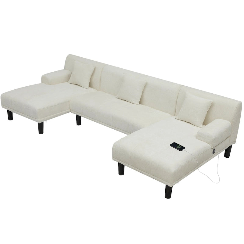 Moasis Sectional Couches U Shaped Sofa Chenille Modern Modular Couch - 45.6W x 106.3L x 26.7H
