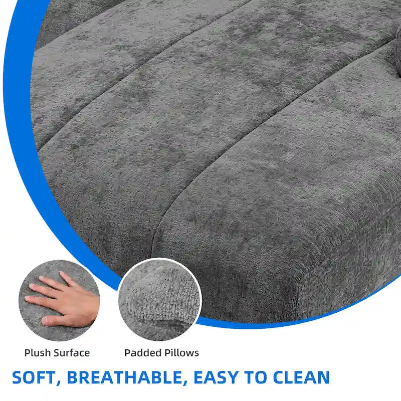 Moasis Sectional Couches U Shaped Sofa Chenille Modern Modular Couch - 45.6W x 106.3L x 26.7H