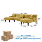 Moasis Sectional Couches U Shaped Sofa Chenille Modern Modular Couch - 45.6W x 106.3L x 26.7H