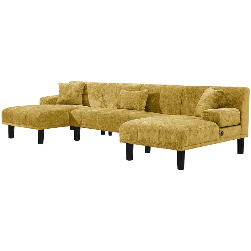 Moasis Sectional Couches U Shaped Sofa Chenille Modern Modular Couch - 45.6W x 106.3L x 26.7H