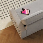 Oaks Aura 85.8 Inch Pull Out Sleeper Sofa, L-shaped Couch With USB Port, Convertible Sofa Bed With Storage Racks