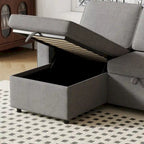 Oaks Aura 85.8 Inch Pull Out Sleeper Sofa, L-shaped Couch With USB Port, Convertible Sofa Bed With Storage Racks