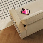 Oaks Aura 85.8 Inch Pull Out Sleeper Sofa, L-shaped Couch With USB Port, Convertible Sofa Bed With Storage Racks