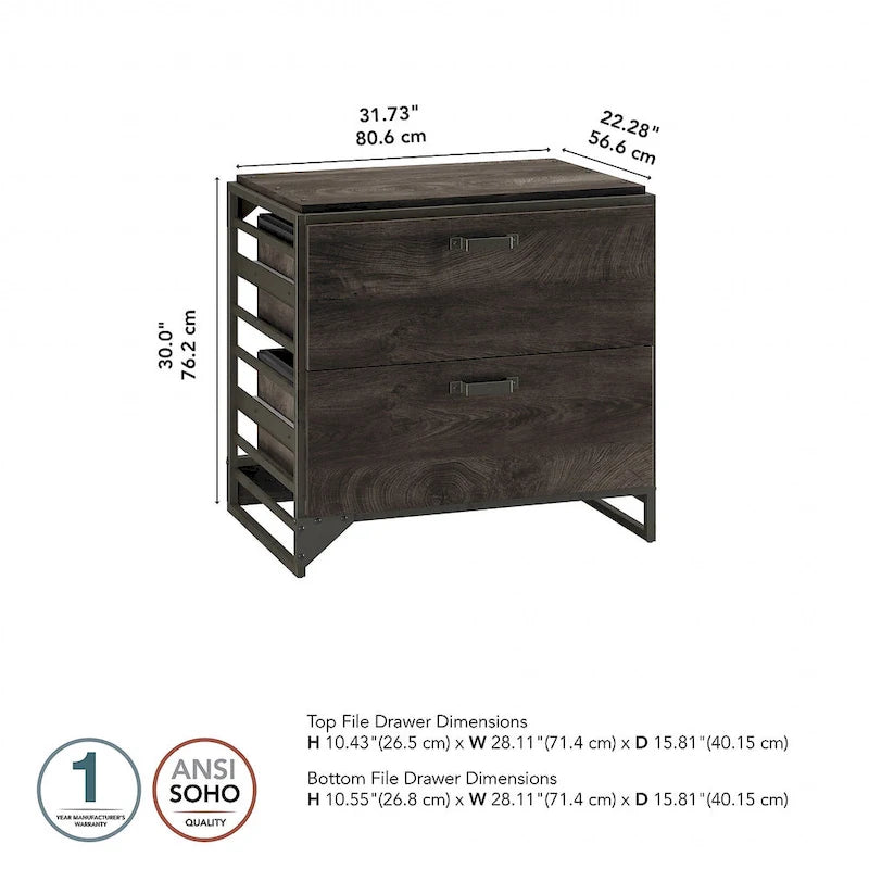 Lateral File Cabinet in Rustic Grey